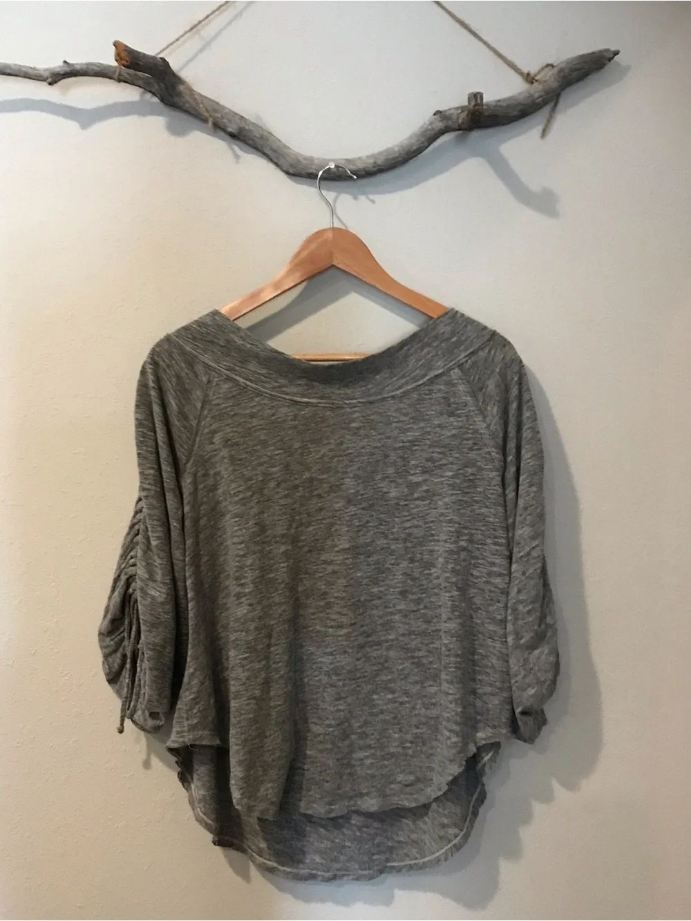 Free People We the Free Grey Cinched Sleeve Top